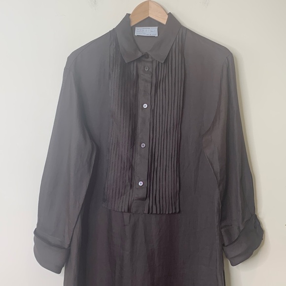 DUŠAN Brown 100% Bamboo Lightweight Oversized Made In Italy Maxi Shirt Dress L - Picture 3 of 15